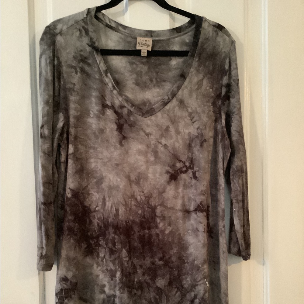 Long sleeve, t-dye, black gray tunic